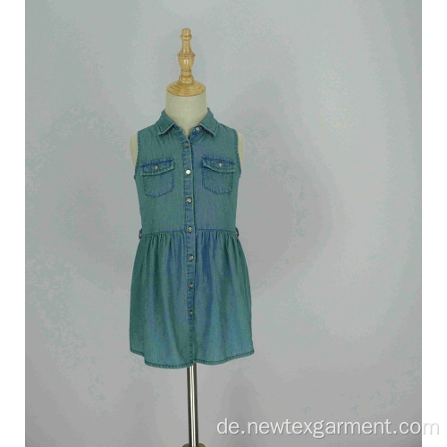 ärmelloses Hemdkleid der beiläufigen Denimmädchen